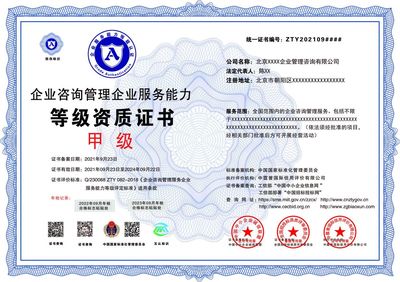 企業(yè)管理咨詢服務(wù)能力等級證書